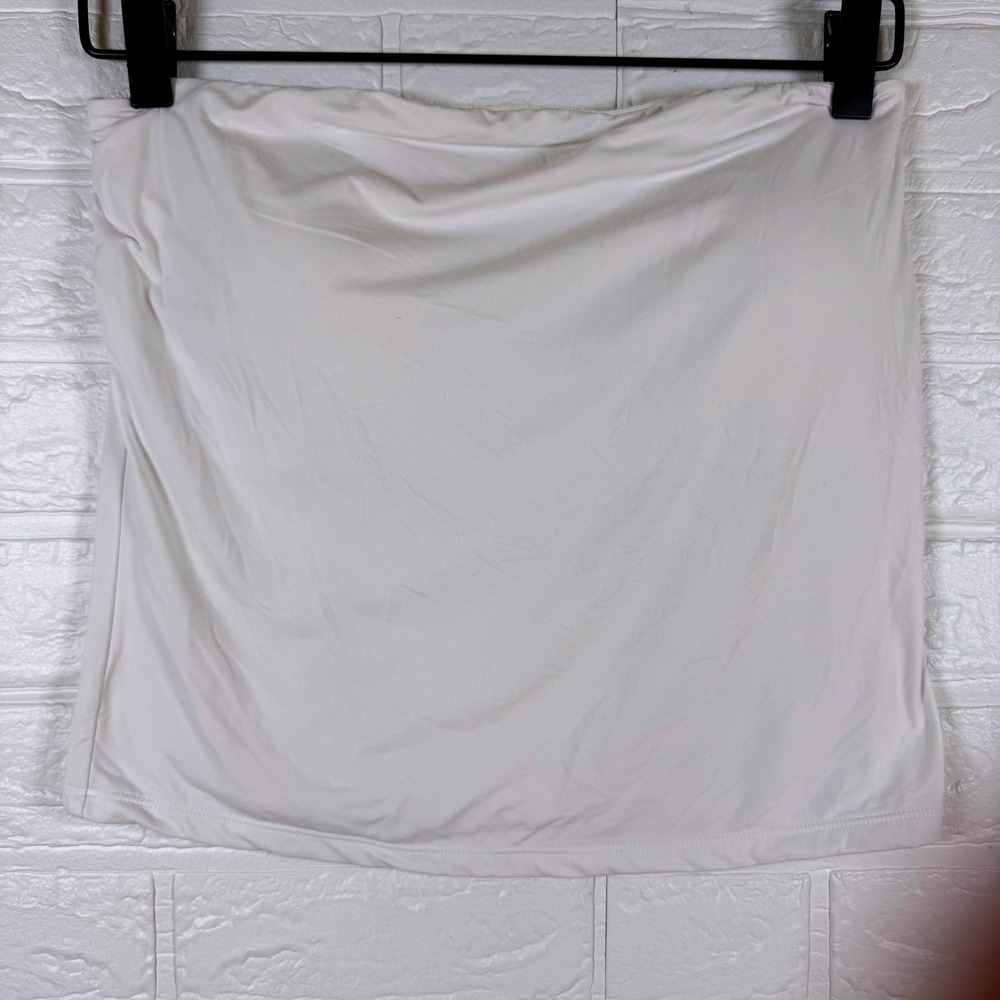 Pinkm Style Tube Top Womens Large White Stretch Strapless Basic Layering